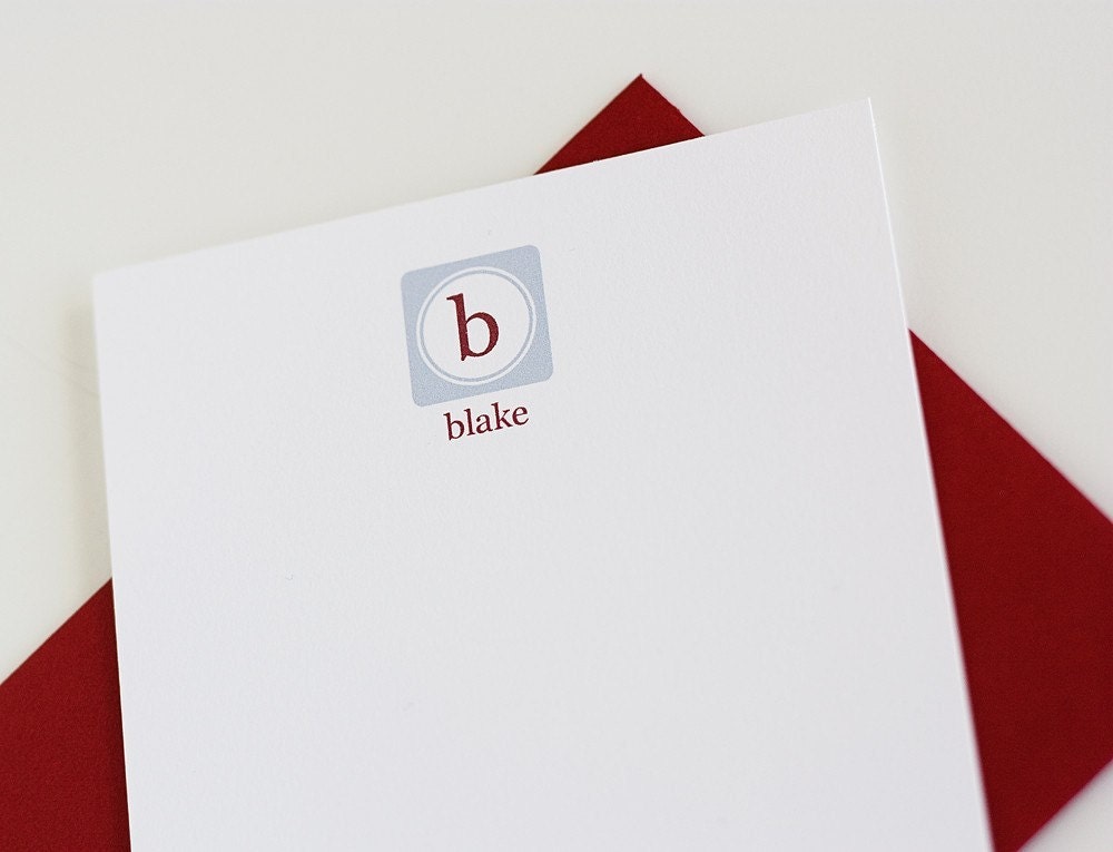 Modern Initial Flat Stationery - Set of 8