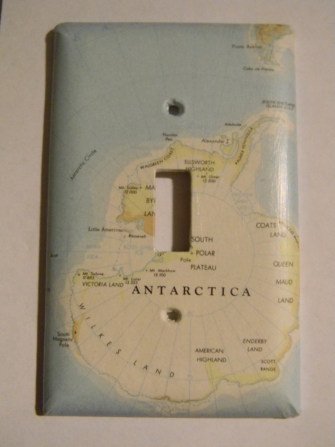 Antarctica Map Light Switch Plate