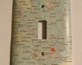 Houston Galveston Texas and Surrounding Area Road Map Light Switch Plate