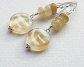 Yellow Sterling Silver Dangle Earrings Soocho Jade Glass - Field of Sunshine Handcrafted