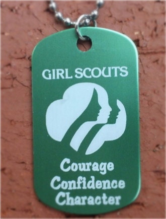 Girl Scouts Personalized Girl Scouts Dog Tag Necklace- Laser Engraved Both Sides