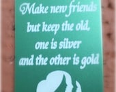 Girl Scouts Make New Friends Personalized Girl Scouts Dog Tag Necklace- Laser Engraved Both Sides