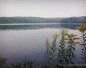 Fine Art Landscape Photography - Moon Lake Park, PA - blue gray yellow hues -- waterfront