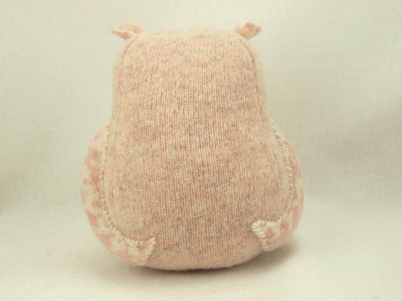 Nursery Decor Owl Light Pink Sleepy Owl Recycled Felted Wool Eco Friendly Lamb Wool Stuffing Height 7"