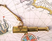 Dolphin Telescope Spyglass Necklace Brass