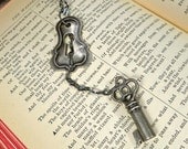 Skeleton Key Necklace Escutcheon Keyhole Necklace Gunmetal Black