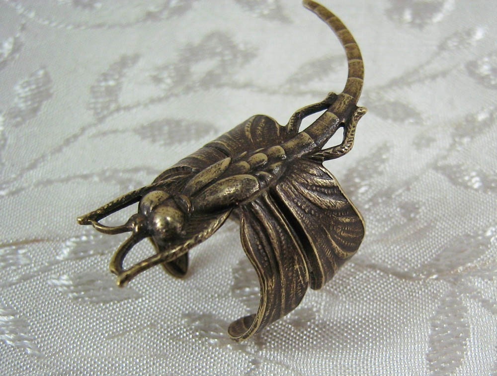 Dragonfly Ear Cuff Dragonfly Earcuff Brass right ear