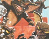 SALE vintage 80s children's book, gremlins trapped