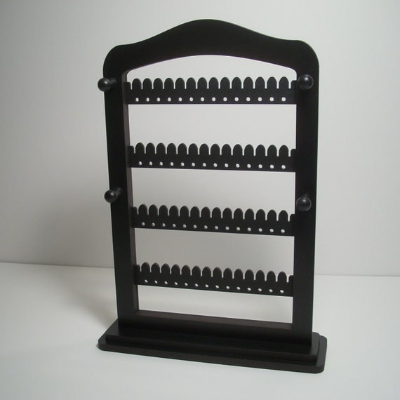 Necklace Earring  jewelry holder BLACK wood with stand & PEGS
