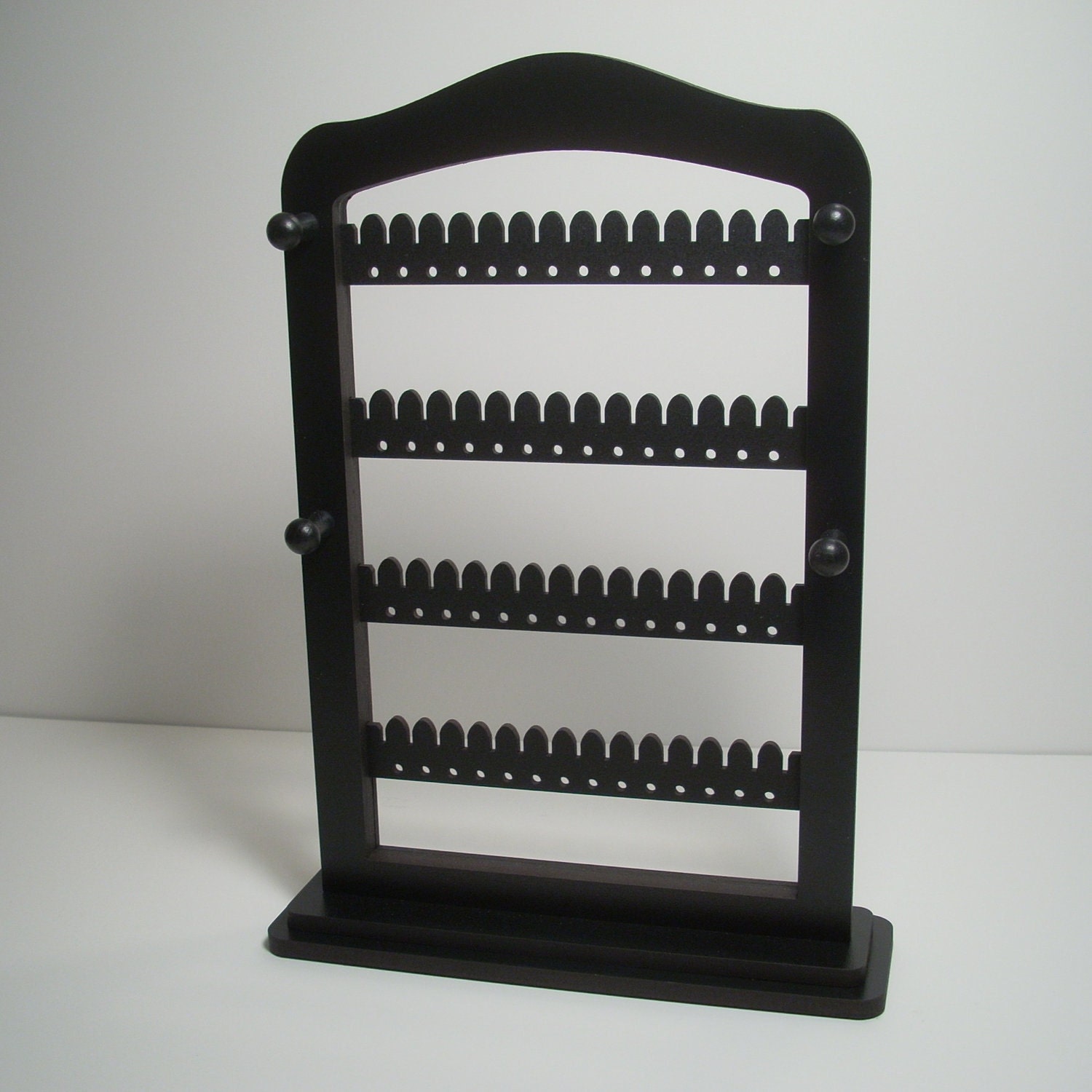 Necklace Earring  jewelry holder BLACK wood with stand & PEGS