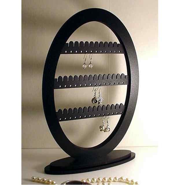 Earring stand Jewelry Rack Holder with base, All Black, Oval Shape