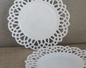 Plates - 1940s Lace Edge Milk Glass Serving
