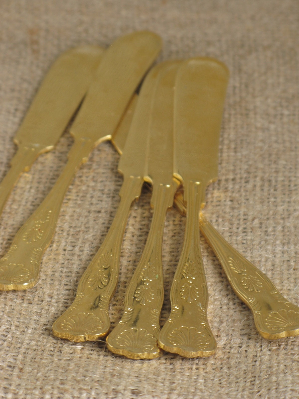 Spreaders - Set of Six, Shell Patterned, English Gold Plate