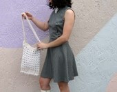 Green and White Check Poly Sleevless Dress