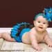 Turquoise Safari Over The Top  Bow on Matching Headband Free Shipping On All Addional Items