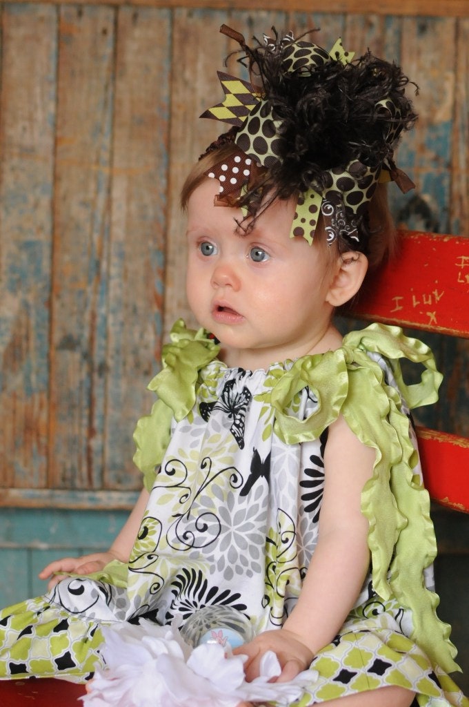 Lemongrass Green Cream and Brown Pillowcase Dress Free Shipping On All Addional Items