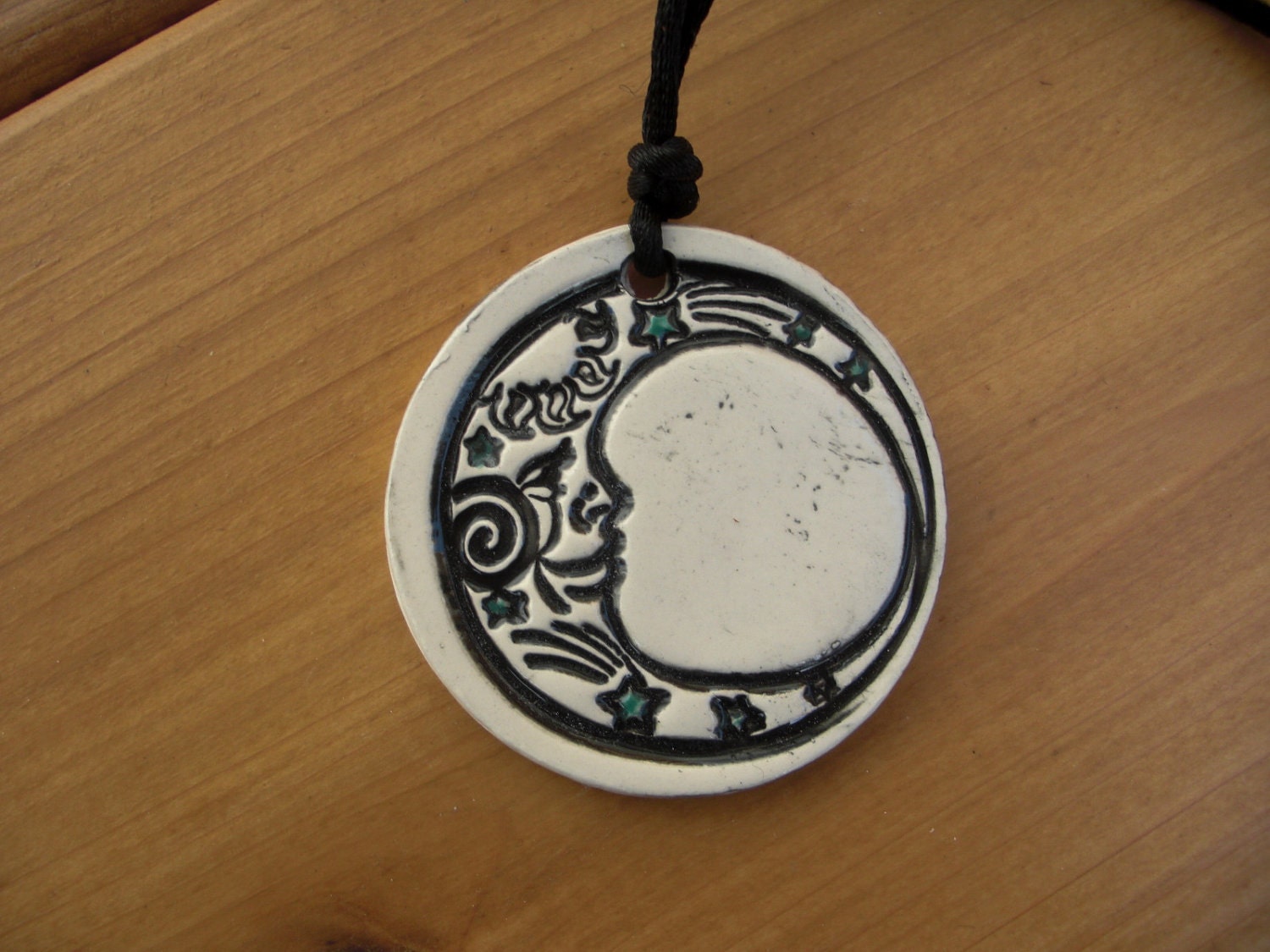 Sun Moon and Stars Ceramic Ornament in Black and Teal - 8notes
