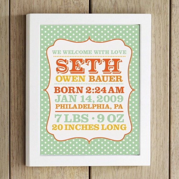 custom birth announcement print