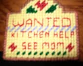 Wanted: Mother's Helper, Fridge Magnet with red lettering - Special Sale