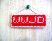 WWJD Hanging Mini-Sign, Plastic Canvas, Red