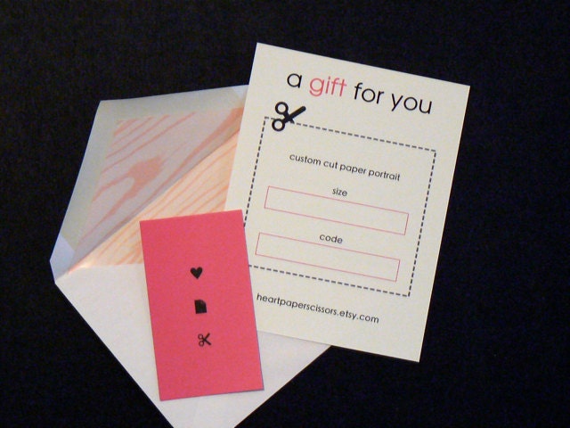 Gift Certificate 8x10 Custom Papercut