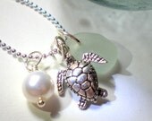 Seaglass Hawaiian Honu Necklace