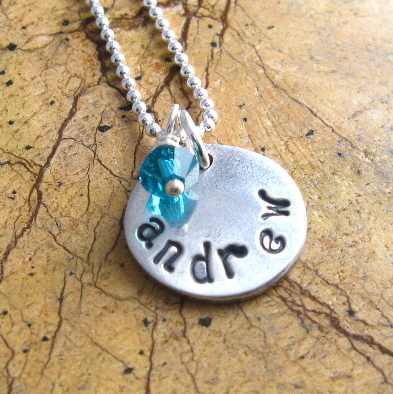 Personalized Name Necklace Handstamped Mother Necklace PMC Handstamped Mommy Necklace Sterling Silver Swarovski Crystal Necklace