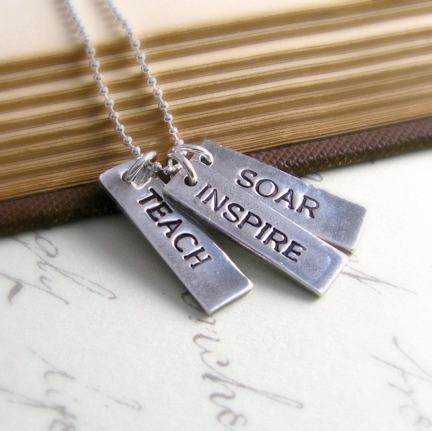 Teacher Appreciation Necklace Personalized Teacher Gift Silver Eco Friendly Necklace Inspirational Jewelry End Of Year Teacher Gift