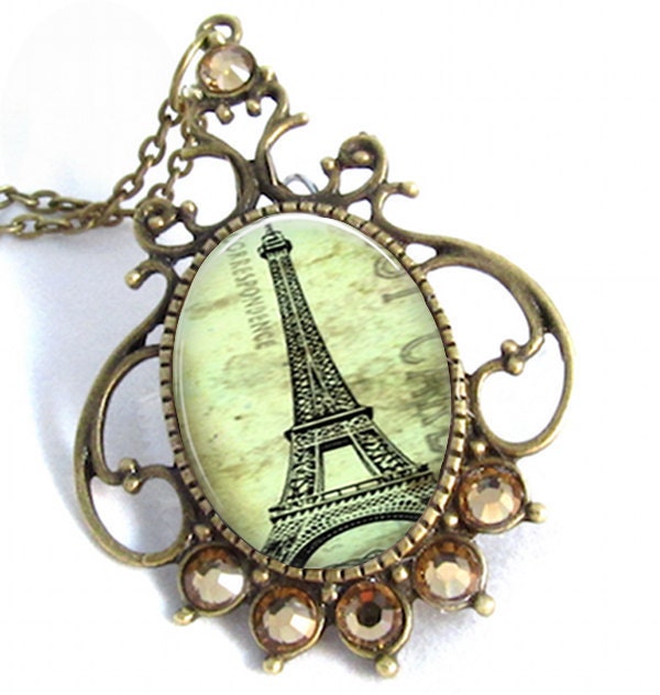Eiffel Tower Cameo Resin Pendant Glass Pendant Necklace Resin Jewelry Pendant Eiffel Tower Photo Pendant (275)