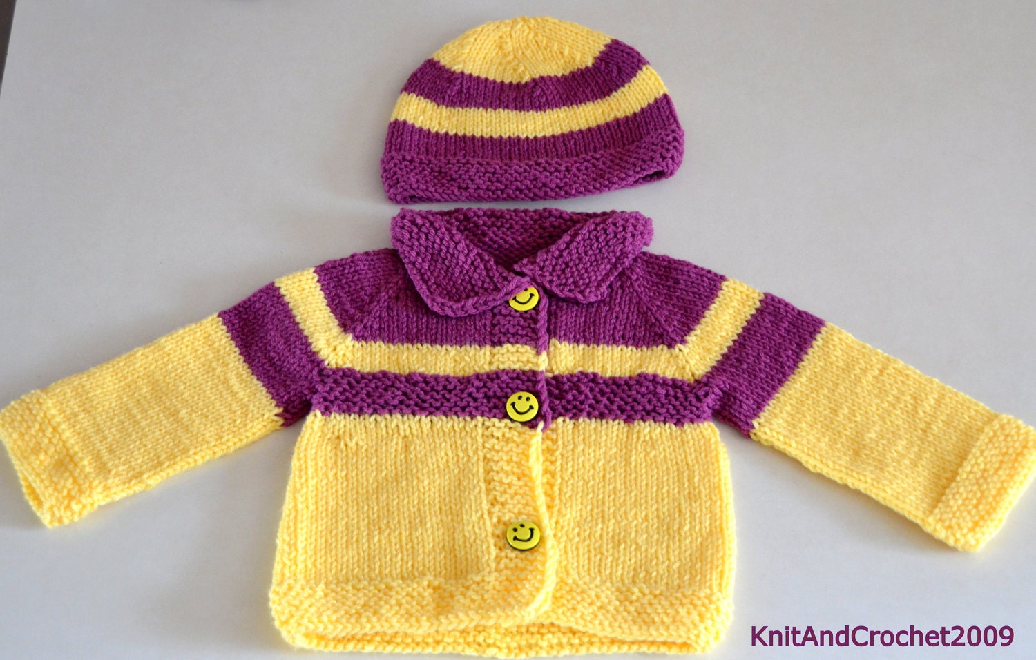 Hand Knitted Set Sweater,Jacket and Hat 2T