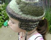 Hand Knitted Ear Flap Camouflage Hat Size 5-8