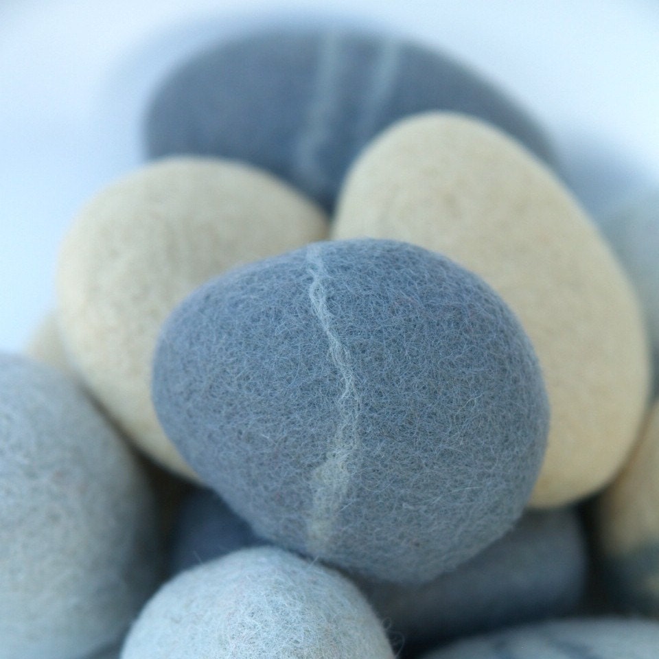 Felted stones, pebbbles stones wool felt home decor all natural beach colorful housewares paperweight dude hostess gift blood gray grey 3