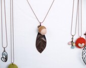 Pink Acorn Pendant, wool felt handmade jewelry necklace woodland Waldorf rustic wedding bridesmaids flower girl fairytale