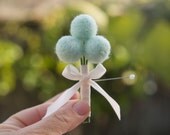 Grooms Wedding Boutonniere, Groomsman Buttonhloe Lapel Pin Flowers Craspedia Billy Button Ball Robins Egg Blue Baby Blue Pale Pastel Rustic