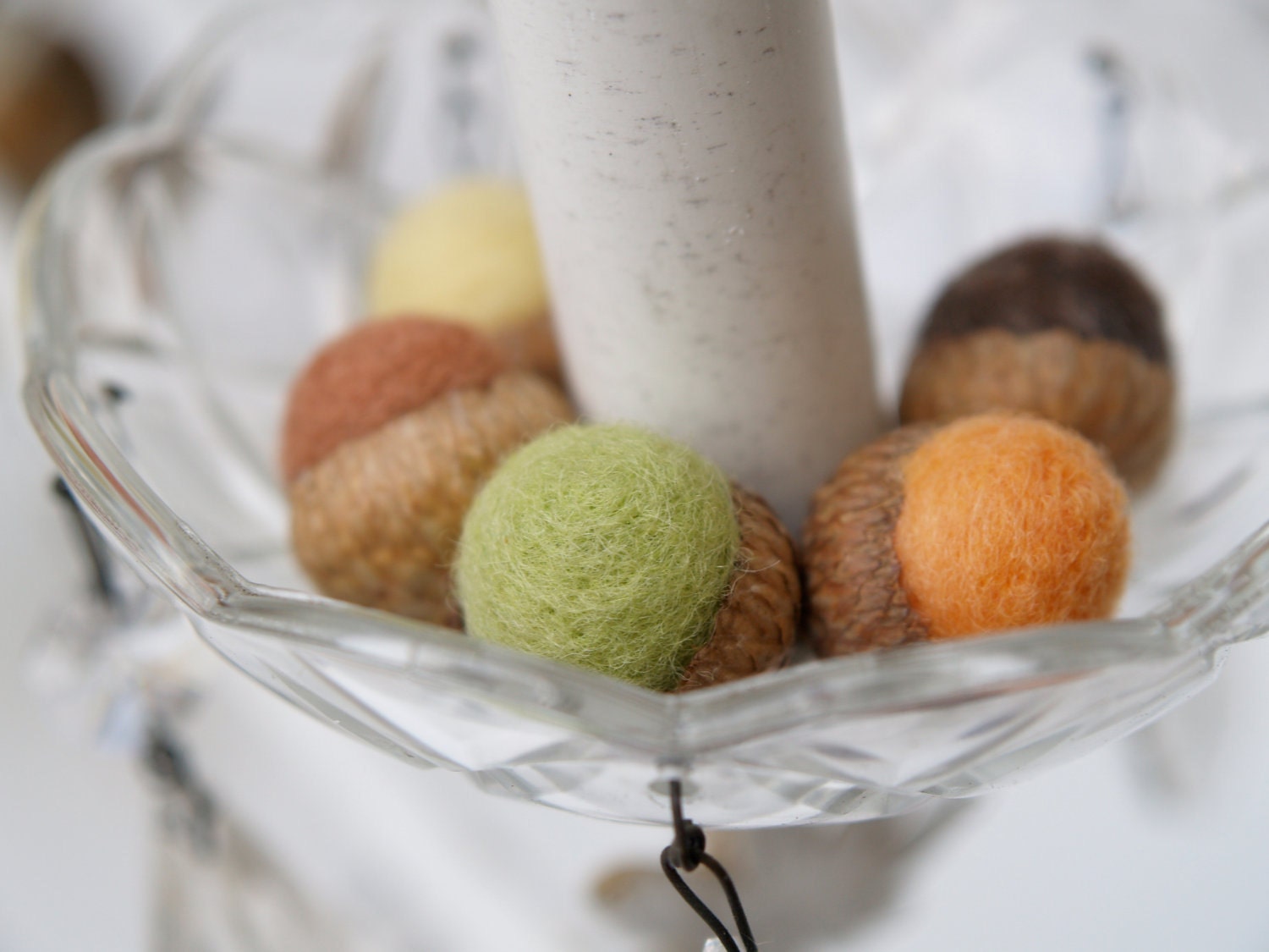 Autumn Home Decor, 5 wool handmade felt acorns fall decorating eco friendly hostess gift woodland pumpkin orange needle thanksgiving