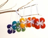 Handmade Gift Ornaments 6 RAINBOW decoration woodland tree needle felted wool nature white Hanging Colorful large