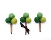 Rustic Wedding Boutonniere Groom Groomsman Groomsmen Green Craspedia Bouquet billy button ball flower felt woodland Spring Summer fun 3