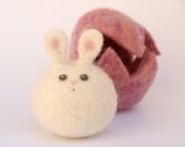 Needle Felted Waldorf Toy , The Sweetest Purple Easter Bunny You Will Ever See in her own Lavender Egg, A Rabbit Made from Eco Friendly Wool