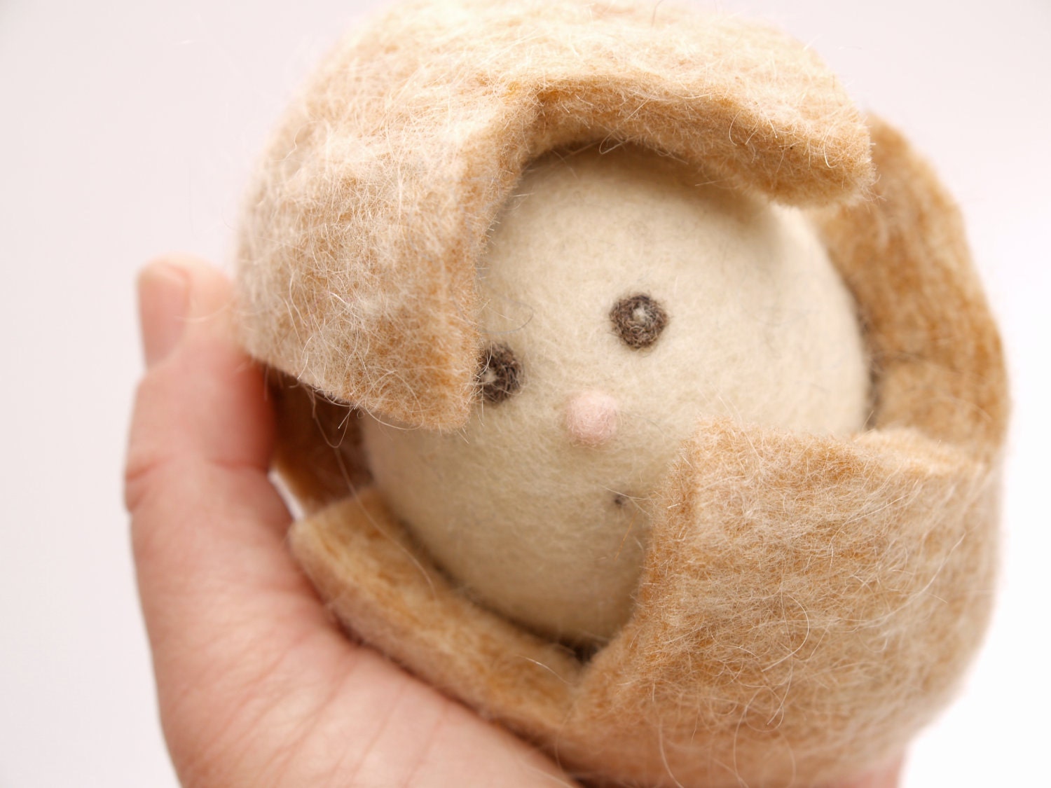 Brown Egg Toy . Unique Easter Egg for Children . Needle Felted Waldorf Toy