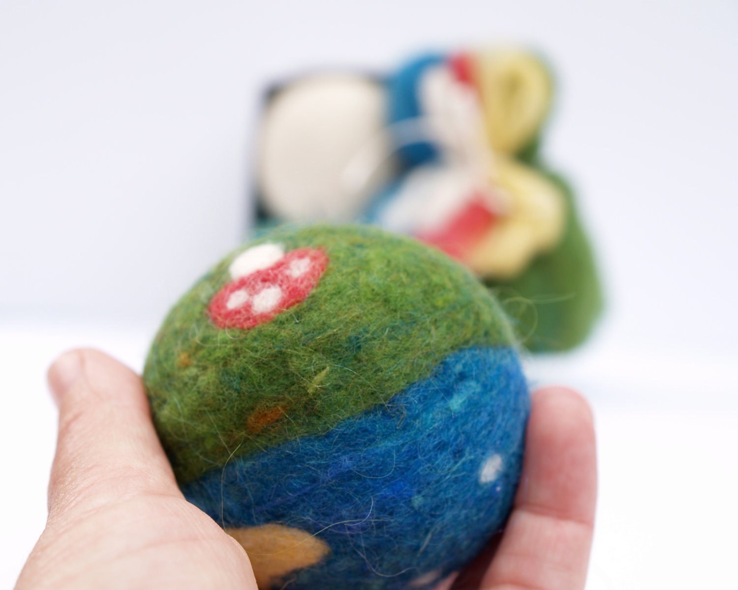 Needle Felting Ball Kit - Learn How To Neelde Felt - Detailed Tutorial for Beginnners - Night and Day Ball Fairyfolk