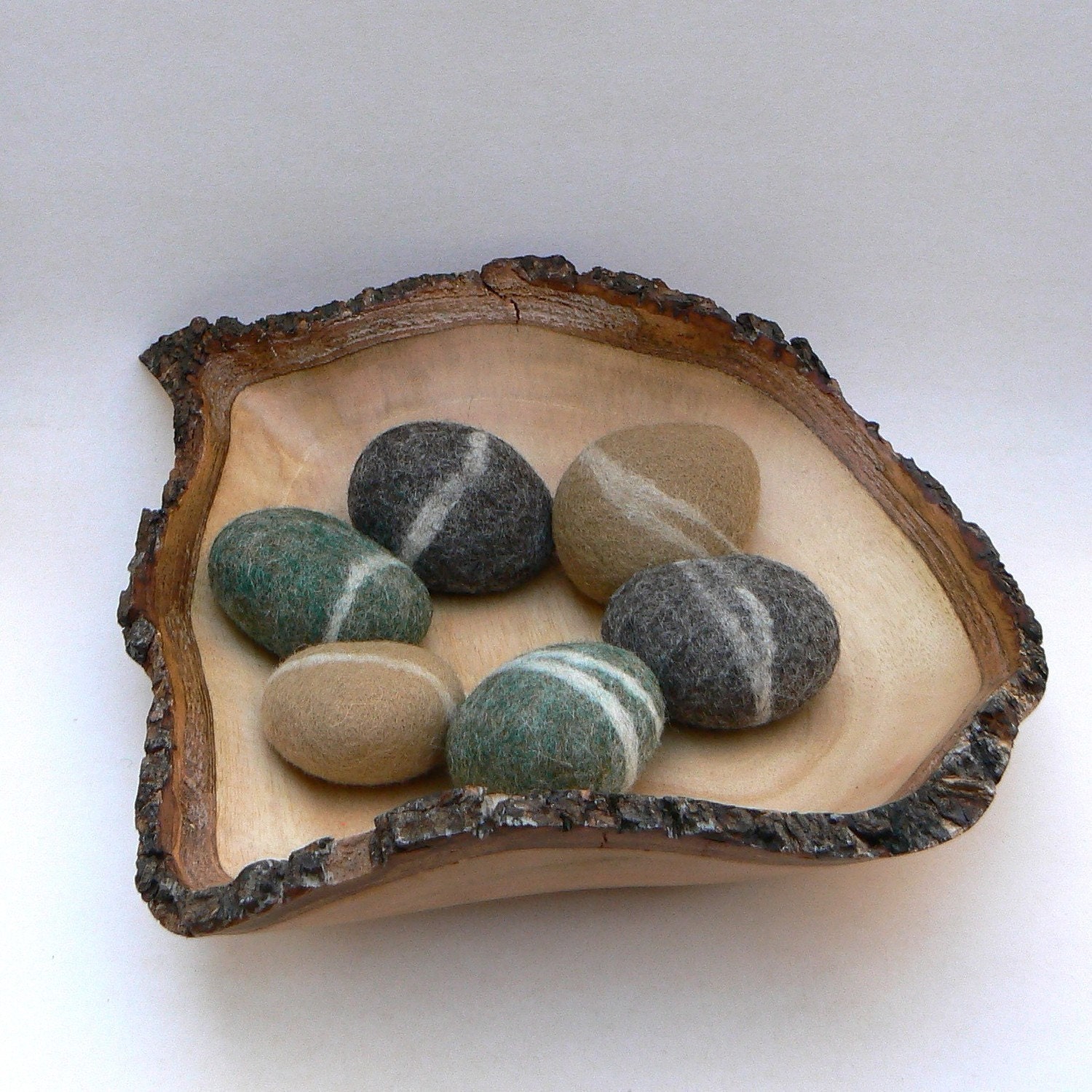 Felted Rocks, pebbble stones wool felt home decor natural river woodland colorful beach cottage handmade dude housewarming gift Earth woolly