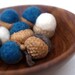 Needle Felted Acorns, Handmade wool Felt 12 Home Decor Midnight Blue Waldorf Woodland Natural Nature Autumn Fall Thanksgiving Country