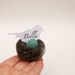 Woodland Nest Place Cards, Woolly Wedding Decoration, set of 5 turquoise robins blue egg in woolly nest Woodlandteamt