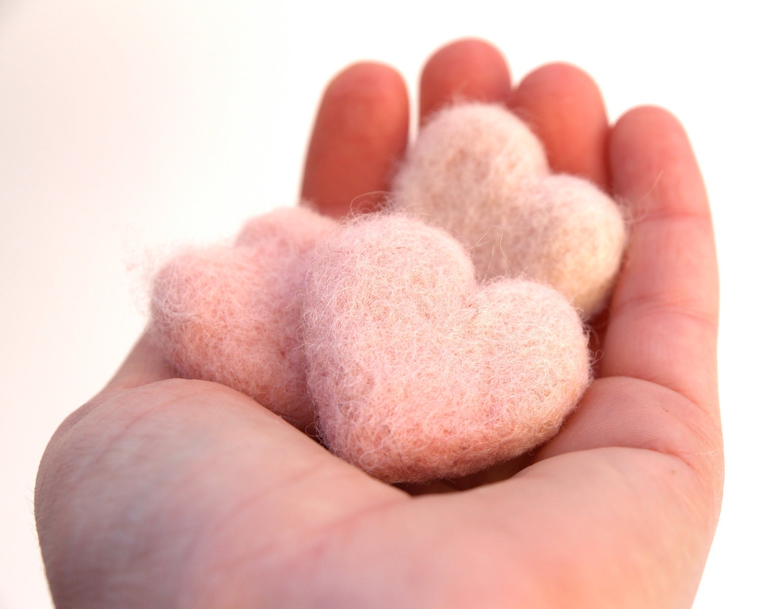 Love Hearts and Felted Acorns Valentines Day, Needle Felt Wool Love romantic gift home decor blushing baby Gift for Mom Wife Decorating