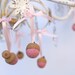Pink Easter Decorations, Acorns needle felted pastel Baby nursery elegant entertaining heart chandelier ribbon Shower favor ornament