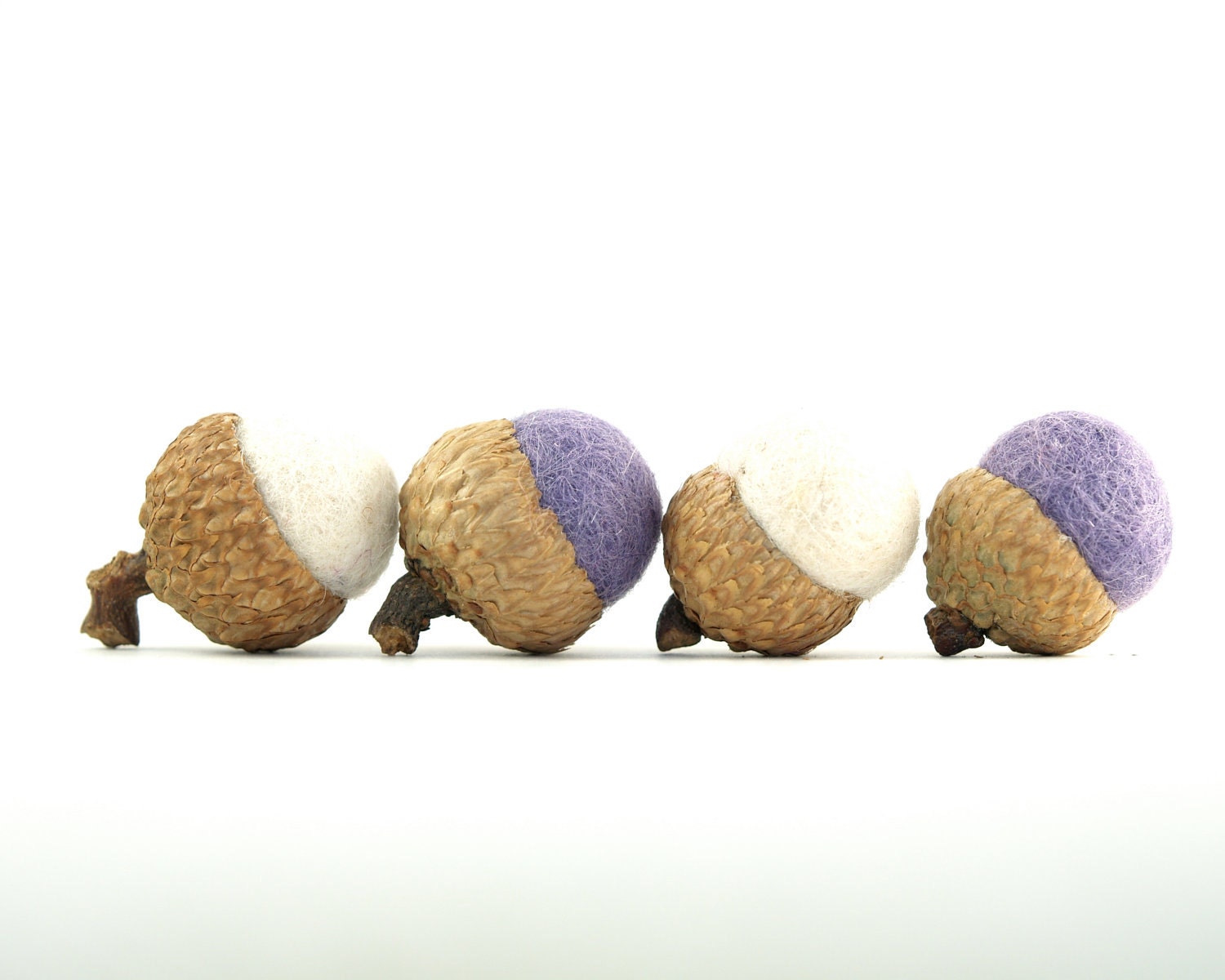Lavender Purple and Snow White Felted Acorns, Set of 10 Plastel Home Decorating Home Decor