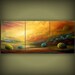 triptych original painting large art abstract Original Painting tree painting huge surreal gold modern landscape painting 54 x 24