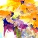 Watercolor Flowers Giclee Print in Gold Orange and Yellow 8x10 Abstract