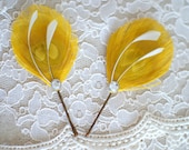 6 Bridesmaid Peacock Hair Pins, Hair Accessories, Wedding Hair Pieces in GOLDIE, Bridesmaid Gift - gold citrine honey amber mustard yellow