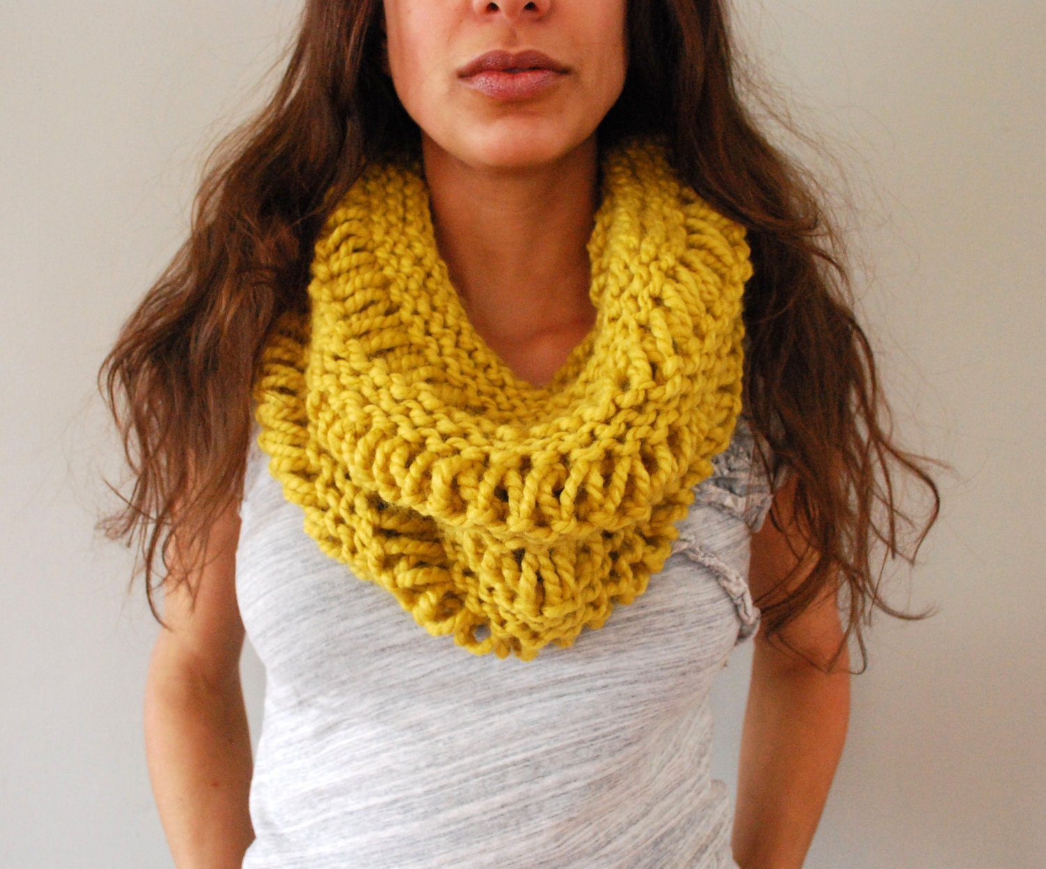 SPRING CLEANING SALE Chunky Hand Knit Cowl in Citron